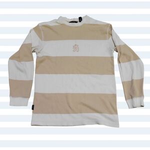 Sean John Tan and White Striped Long Sleeve Tee